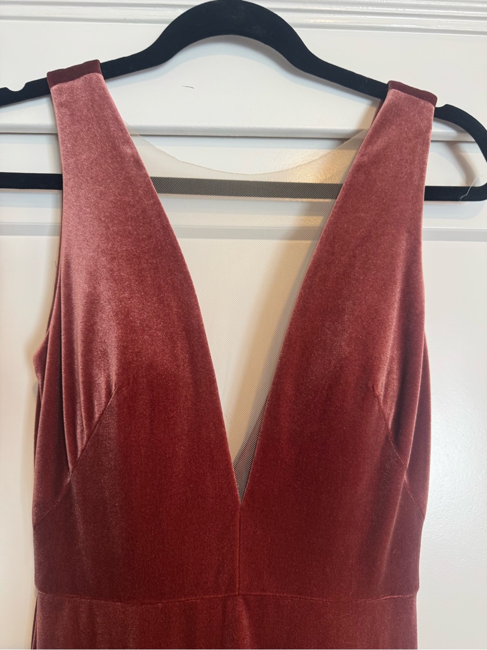 Jenny Yoo Size 0 Sleeveless V-Neck Velvet Maxi Dress in English Rose - Picture 4 of 5